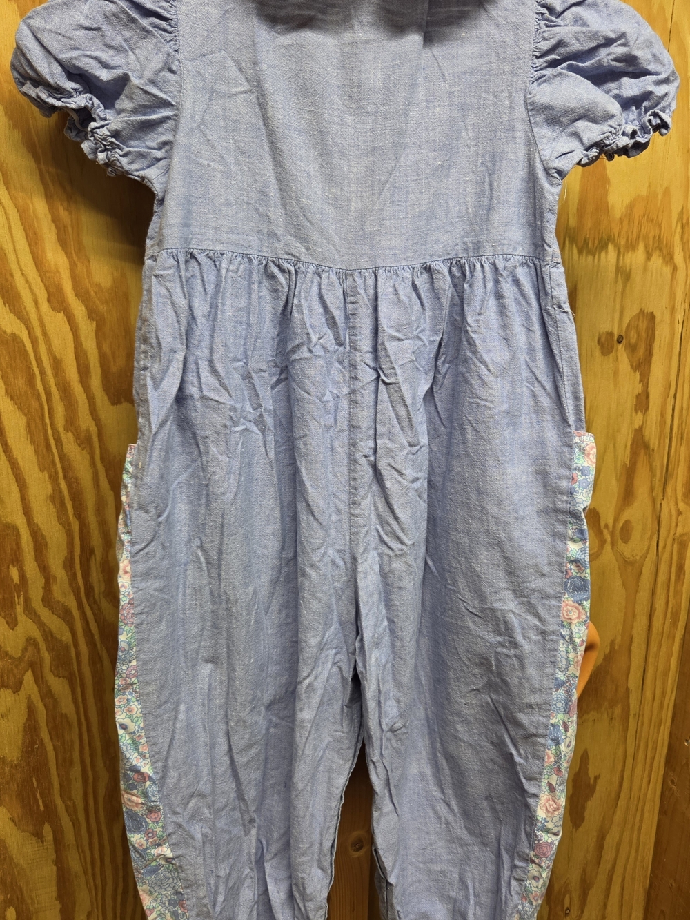 VTG Toddler Girls Floral Denim Jumpsuit Romper 4T Cottagecore - Picture 2 of 4